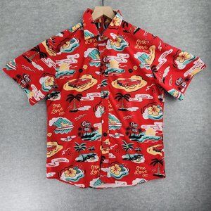 Raising Canes Shirt Mens Medium Red All Over Print Restaurant Hawaiian One Love